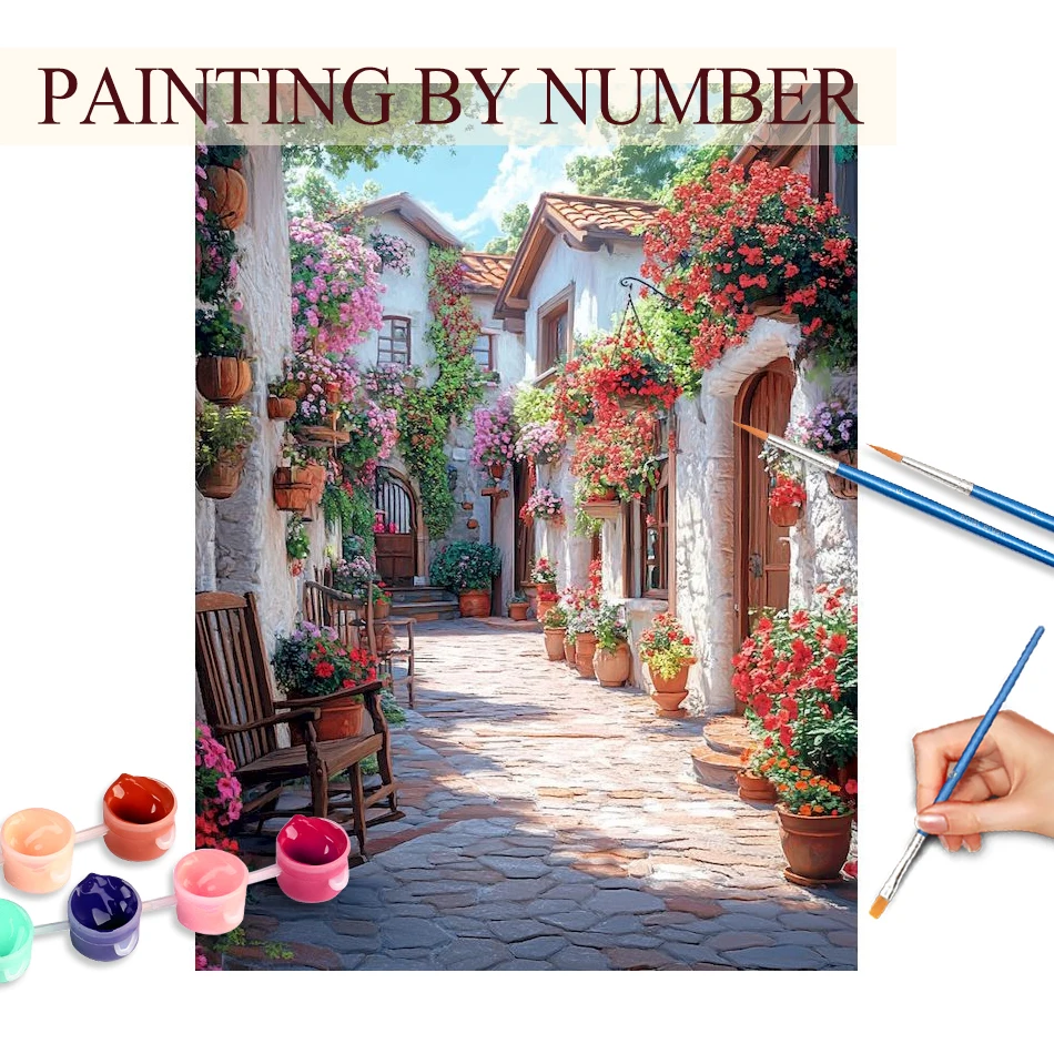 

GATYZTORY Painting By Numbers For Adults DIY Kits HandPainted Landsape Coloring By Number On Canvas With Framed Oil Picture Draw