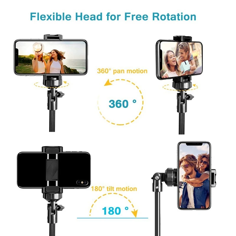 Selfie Stick Tripod Camera & Mobile Phone Tripod Stand With Bluetooth Remote Control And Universal Tripod Head Holder