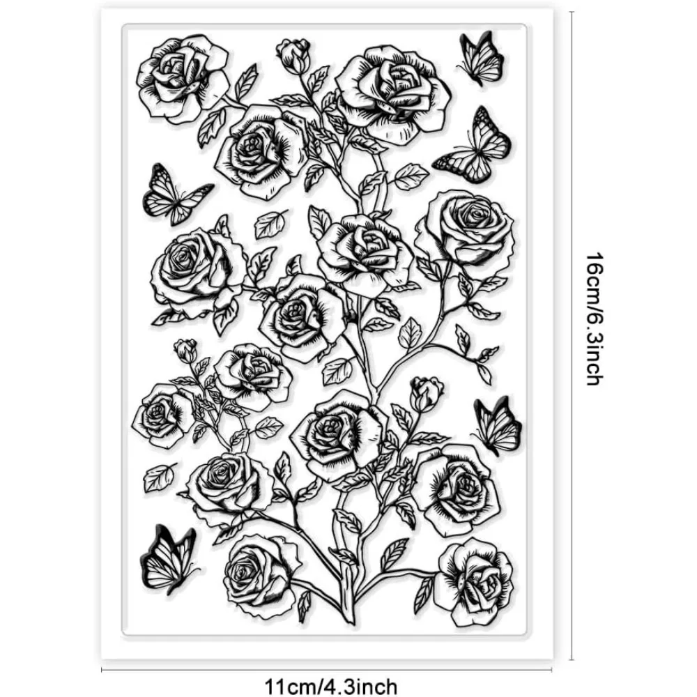 Rose Clear Stamp PVC Plastic Transparent Rubber Flower Stamp Greeting Card Stamp Seal for DIY Scrapbooking Album