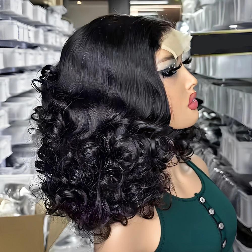 Pre Parted 13X4 Lace Front Bob Wig - 미리 컷팅된 접착제 없는 루즈 워터