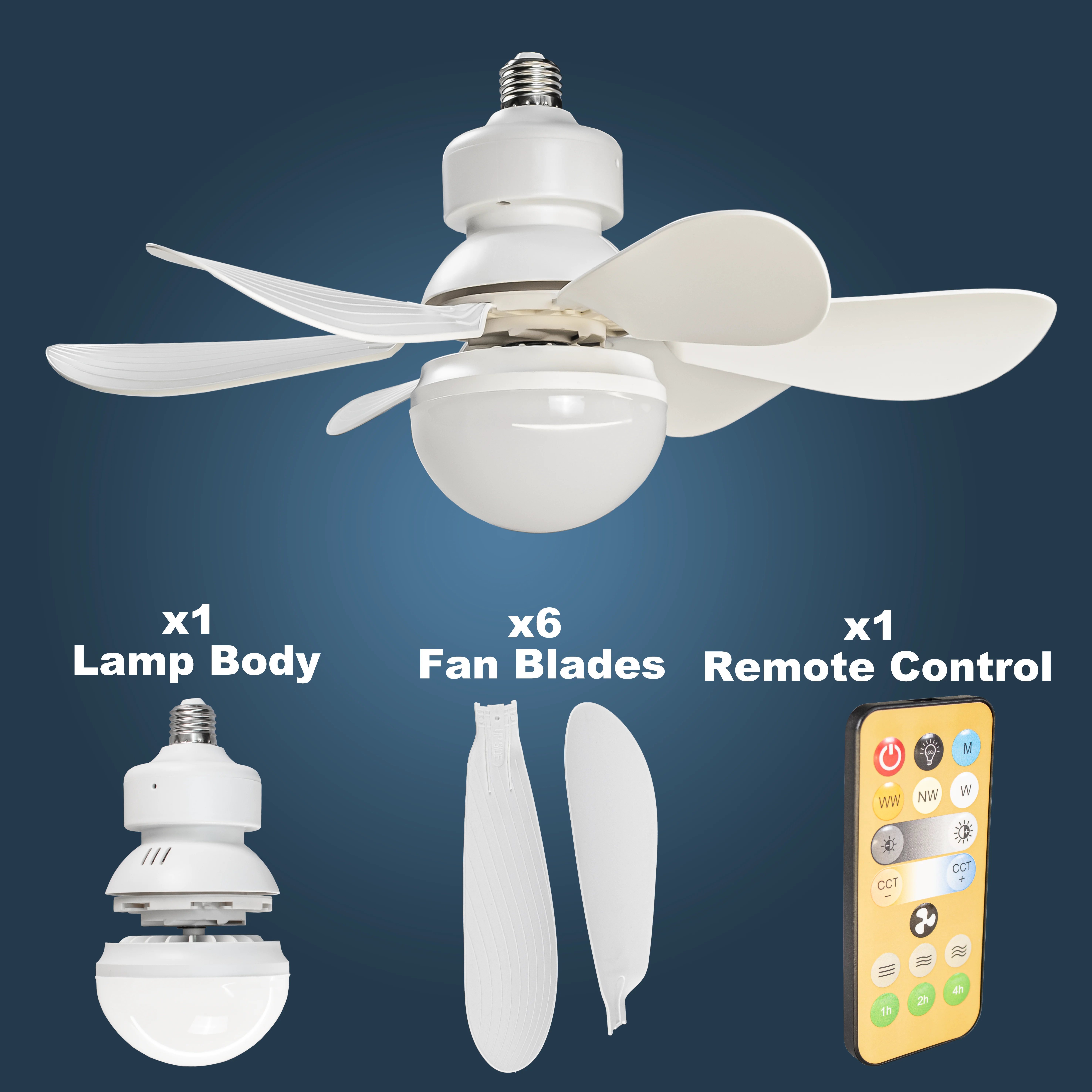 Imagem -04 - Led Ventilador de Teto com Controle Remoto Lâmpada com Iluminação Lamp Blade E27 Conversor Quarto Living Fan Light