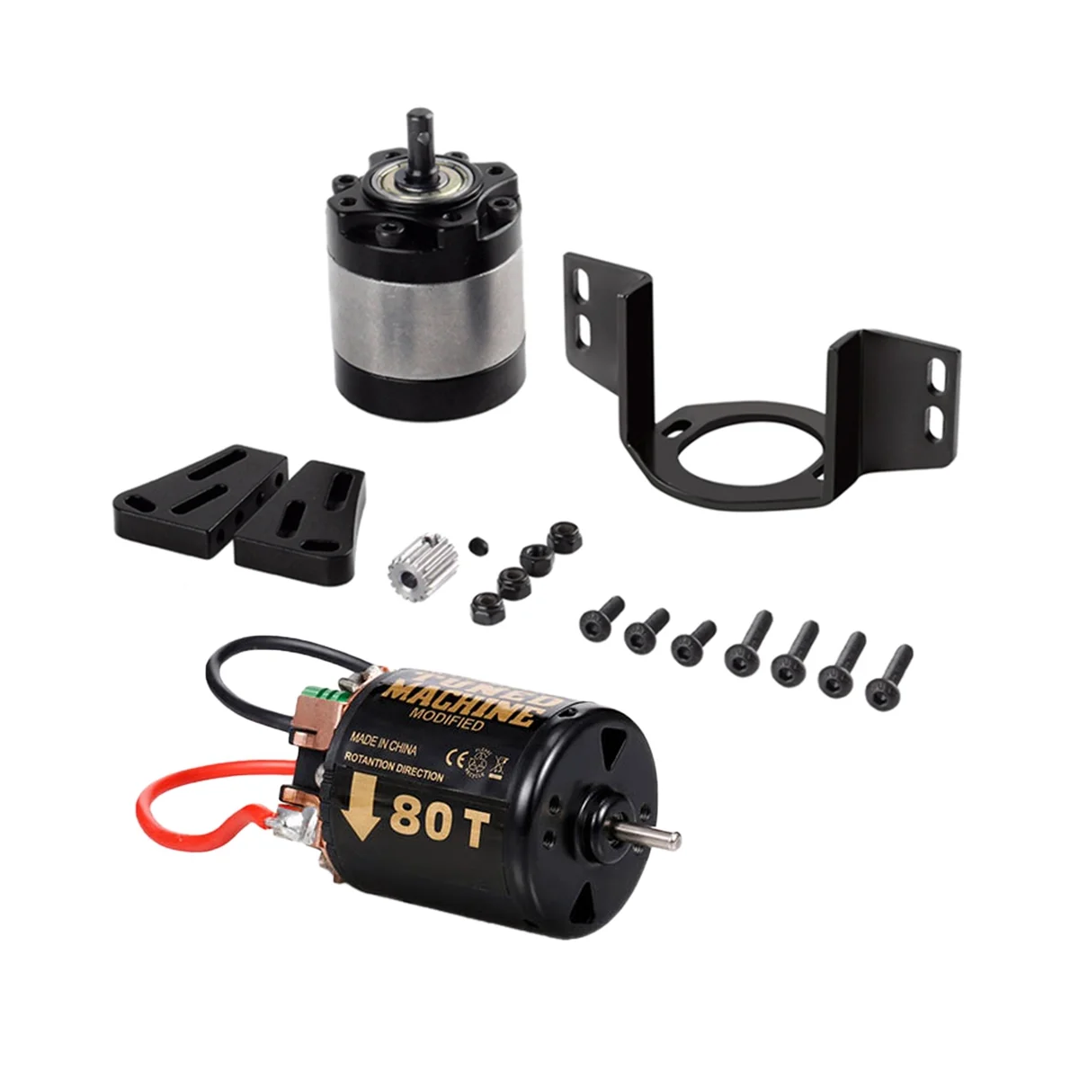 

External Carbon Brush 540 Brushed Motor 80T with 1:5 Reduction Gearbox for 1/14 Trailer 1/10 RC Car Crawler SCX10 TRX4