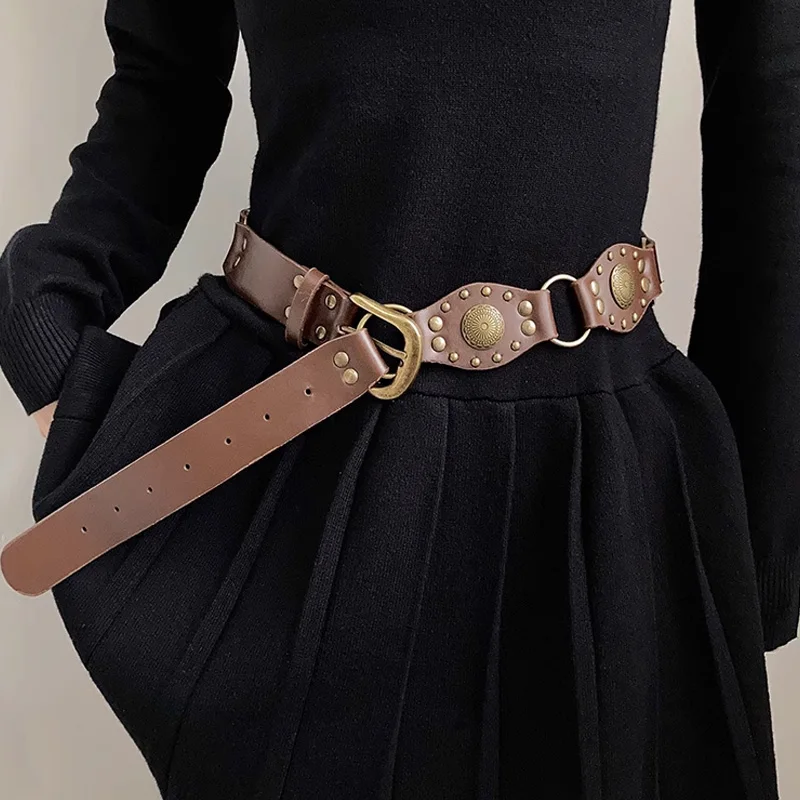 Desinger Belts For Women High Quality Punk Gothic Vintage Brown Corset Belt Female Unisex Men Waistband  Western Cowgirl Cowboy