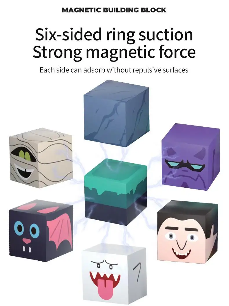 Magnetische Bausteine mit Lichtern Underworld Monsters STEM Montessori Sensorische Stapelwürfel Spielzeug für Kinder ab 3 Jahren Geschenke für Jungen