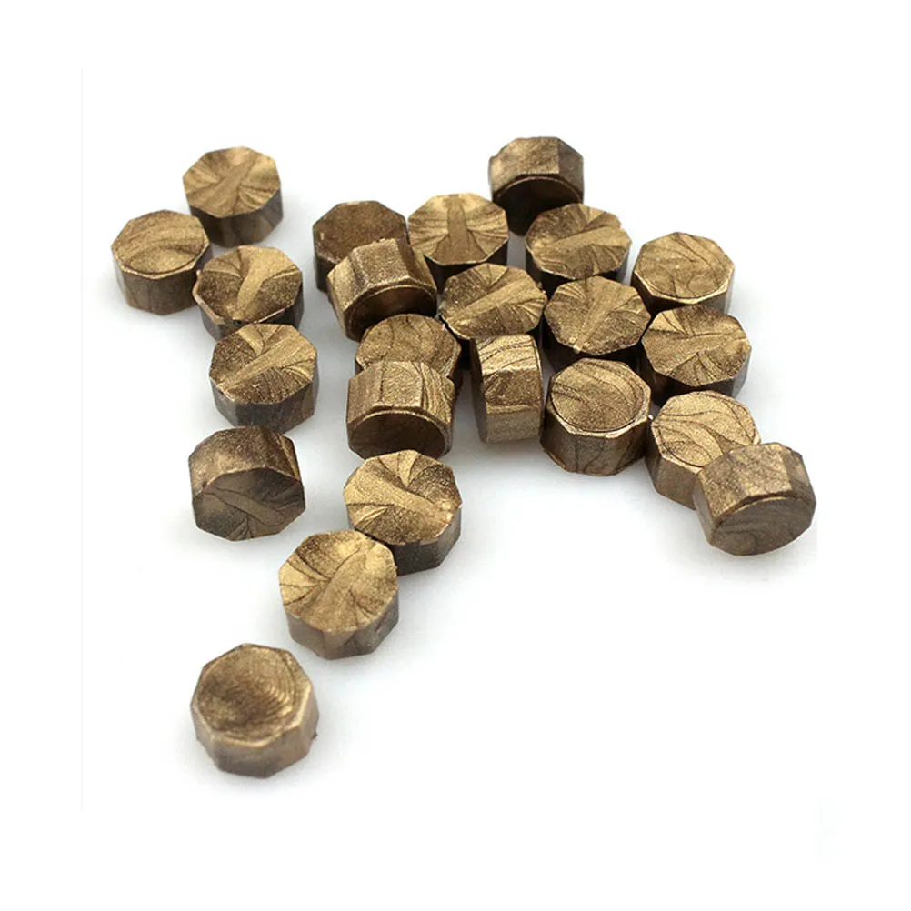 

103 Pcs Sealing Wax Bead Set Bronze Octagon Wax Seal Beads with A Wax Melting Spoon 2 Candles for Wax Seal Stamp