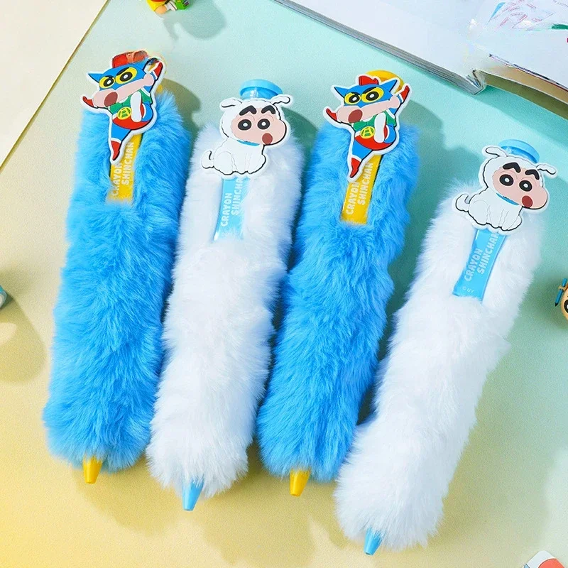 2pcs Anime Shinchan Kawaii Plush Pen Kawaii Students Creative Big Rubber Patch Ballpoint Neutral Pens School Office Stationery