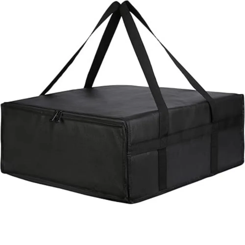 Dual Zippers Pizza Carrier Bag Waterproof Non-Woven Fabric Food Delivery Bag Fresh Keeping Hot Cold Storage Thermal Food Carrier