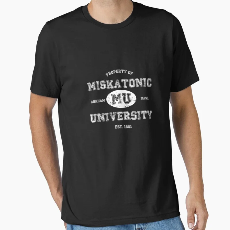 

Retro Miskatonic University Design 1128- Vintage Scary Halloween Gift T shirt Large size Tops Horror Cthulhu Scifi Print clothes