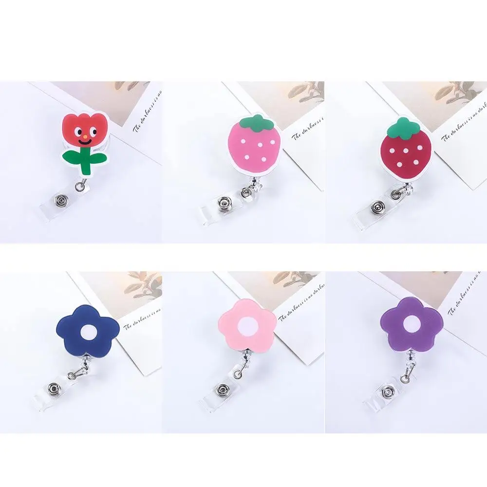 Cute Candy Color Reel Clip Nurse Doctor Student Cartoon Name Card Holder Retractable Badge Reel ID Card Clips Badge Holder
