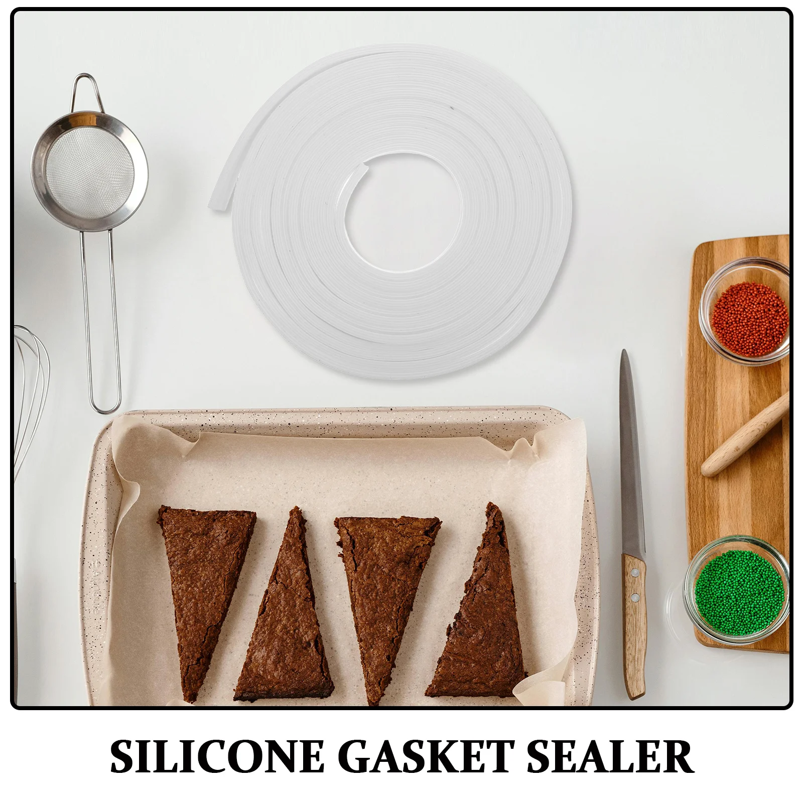 Silikonowa taśma uszczelniająca do lunchboxów, możliwość cięcia, 5 metrów, szczelna, zamienna uszczelka, hermetyczny pierścień do pojemników na żywność, do bento boxów i słoików.