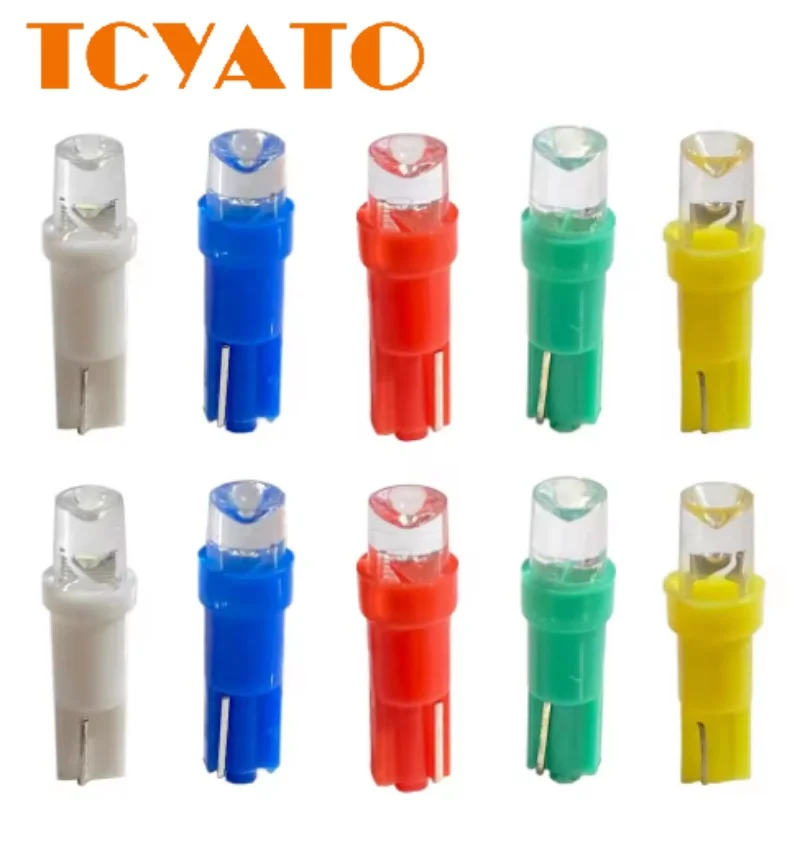TCYATO Car 12V T5 instrument light 1LED small plug bulb concave head round head motorcycle white blue red green yellow