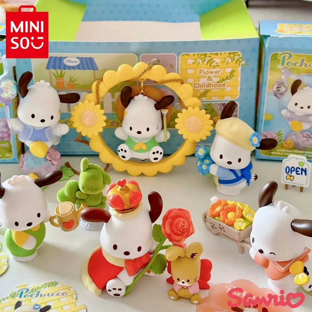 

Genuine MINISO Sanrio Pochacco Flowers and Boys Series Kawaii Blind Box Model Decoration Doll Animation Children's Toy Gift