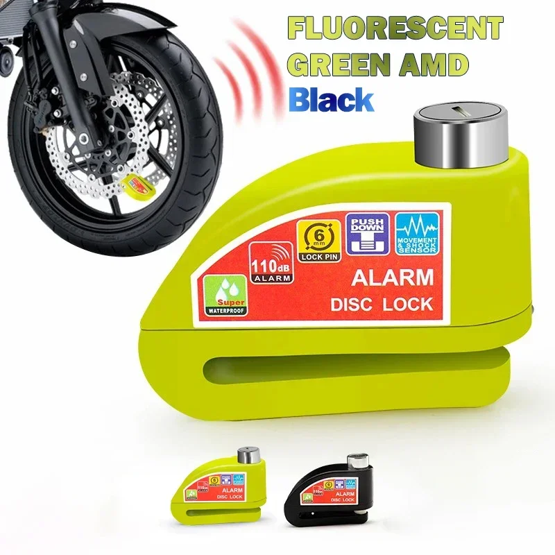 Motorcycle Lock Alarm Safety Protection Padlock Disc Aluminum Alloy Anti-Theft Reminder Rope Lock Bag Motorcycle Accesso Bicycle