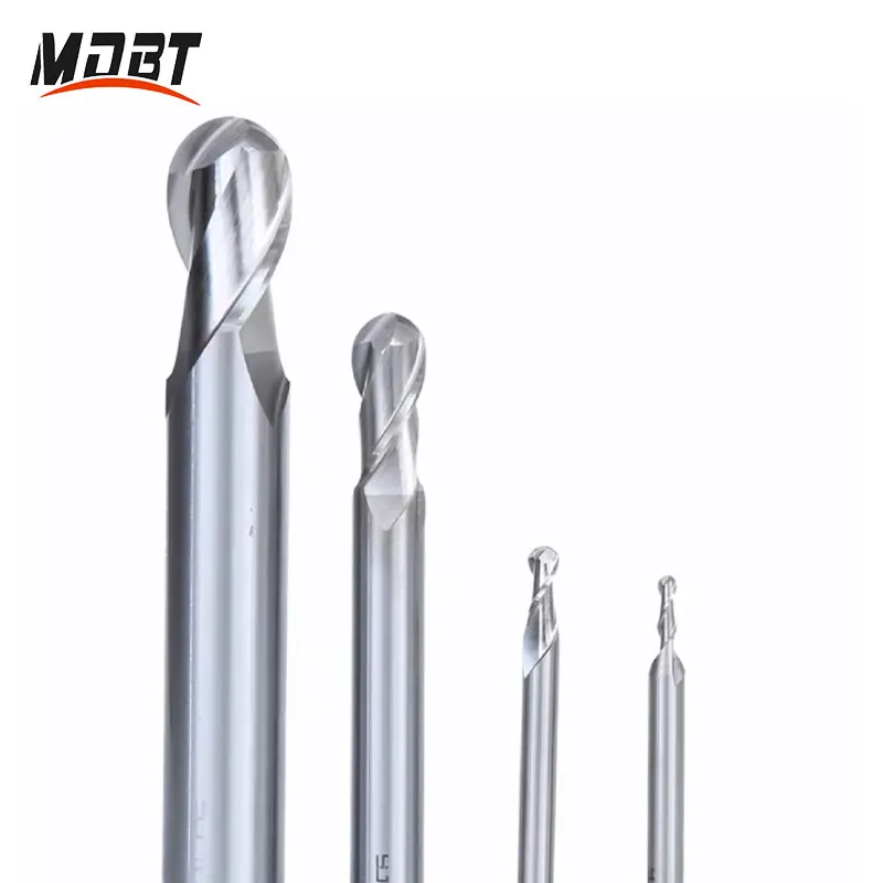 HSS Ball Nose End Mill Straight Shank 2Flutes 4Flutes High Speed Steel R0.5 - R16 Milling Cutter