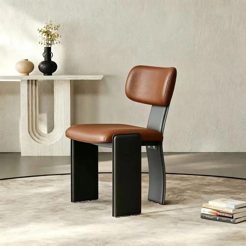 Modern solid wood leather veneer home backrest dresser matching stool