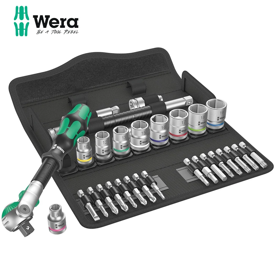 

Wera 29 Pcs Zyklop Speed Ratchet Socket Wrench Set 3/8" Drive, Set For Automotive Repair And Home Use NO.05004046001 8100 SB 6