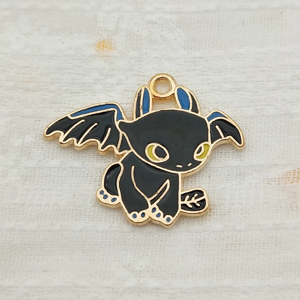 10pcs Dragon Charm Jewelry Accessories Diy Making Craft Enamel Necklace Earring Pendant Keychain Charms Alloy Metal Gold Plated view 4