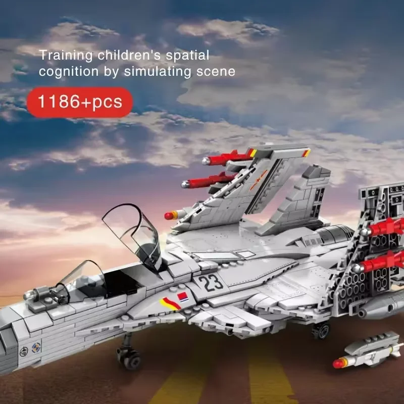 Image of 1.186-teiliges Bauset: Modell eines J-15 „Flying Shark“-Flugzeugträgerjägers der chinesischen Marine – Geburtstagsgeschenk