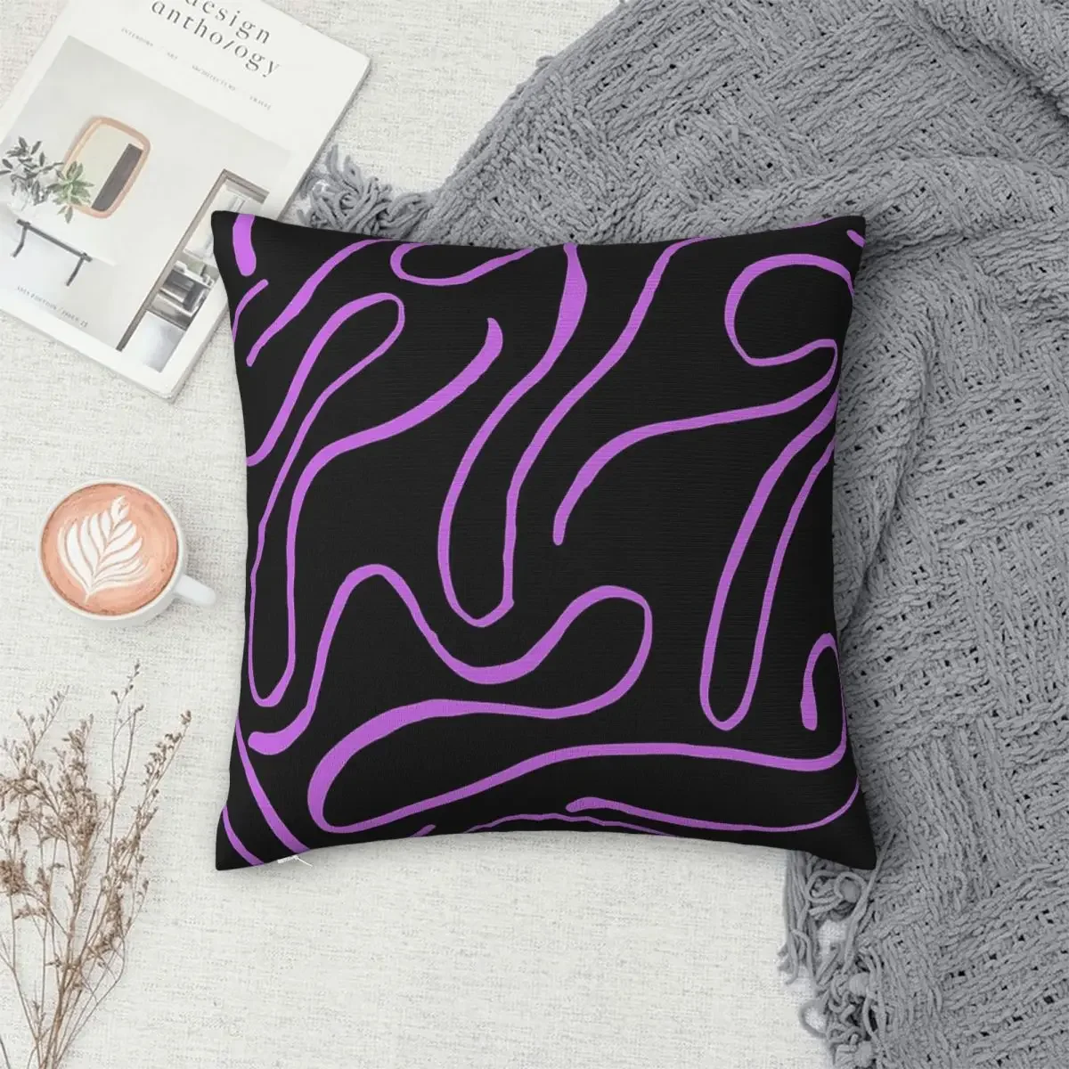 Dark Purple Whirled Pattern Pillowcase Polyester Pillows Cover Cushion Comfort Throw Pillow Sofa Decorative Cushions Used