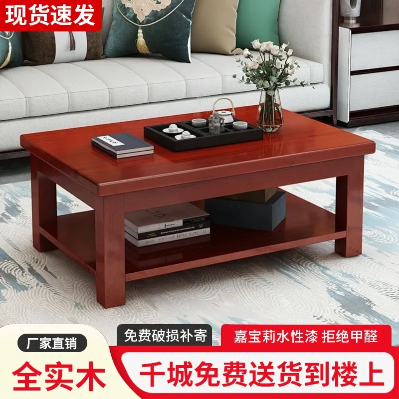 Massivholz-Couchtisch Neue kleine Wohnung im chinesischen Stil Doppelschichtiger Aufbewahrungstee kleiner Tisch Büro Wohnzimmer Kiefernheimtee