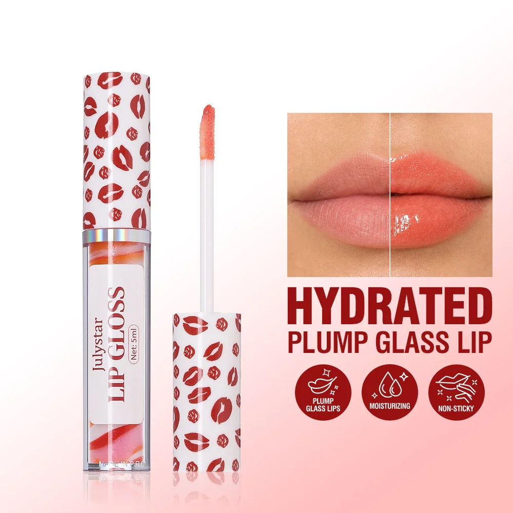 Swirl glitter lip gloss, dewy mirror finish, lightweight non-greasy, wear alone or layer over matte lipstick