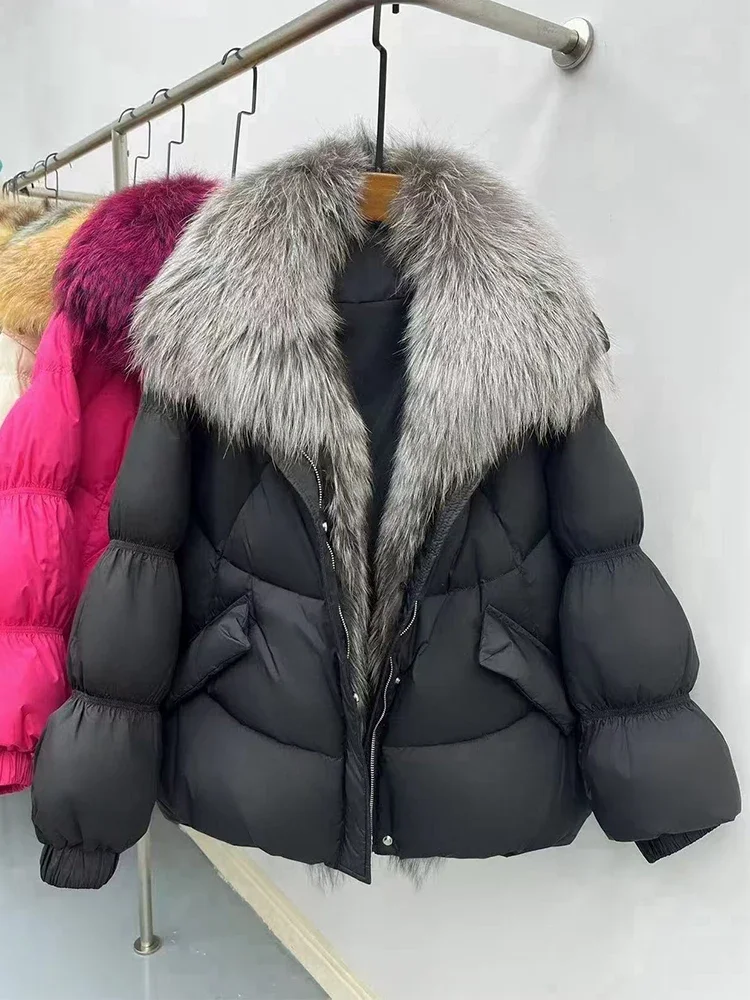 OFTBUY Puffer Coat Parka New Fashion Real Fur Winter Real Natural Fox Fur Collar White Goose Down Jacket Women Casual Thick Warm