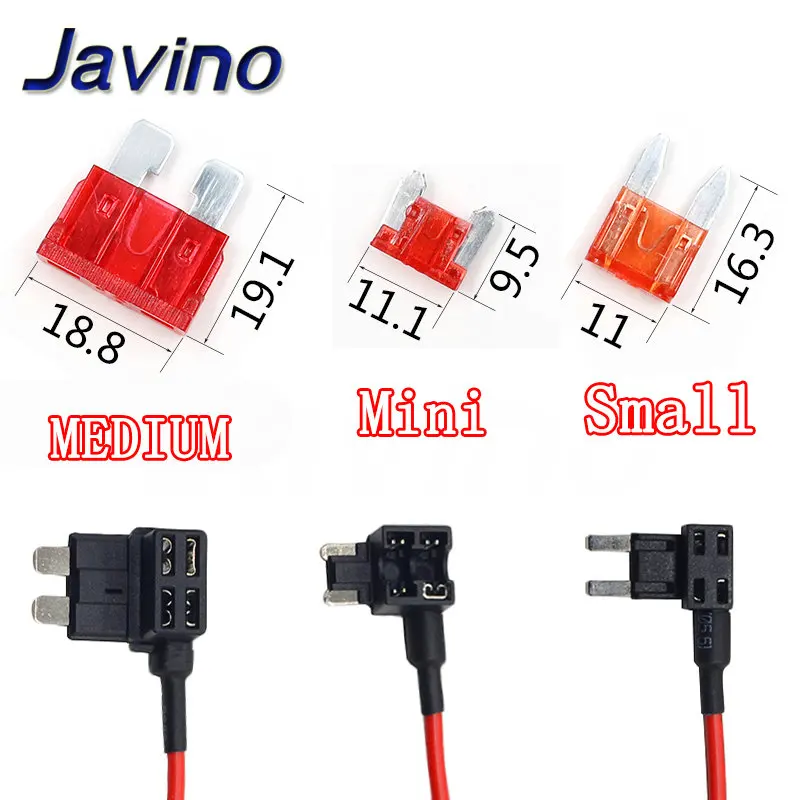 12V MINI SMALL MEDIUM Size Car Fuse Holder Add-a-circuit TAP Adapter with 10A Micro Mini Standard ATM Blade Fuse