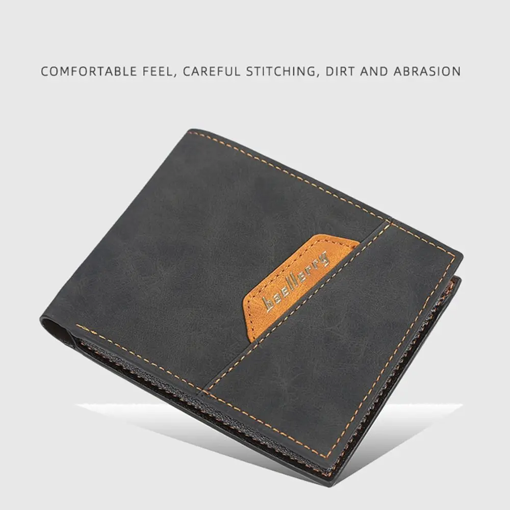 Portable Multi-position 2 Fold Purse Retro Leisure Men's Short Wallet Ultralight Wear-resistant Male Leather Purse Male