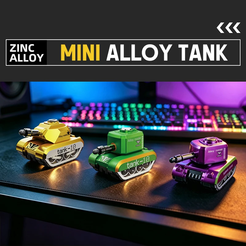 Alloy Pull-Back Mini Tank Truck Rotating Turret and Press To Fire Bullets Desktop Decor and Car Collection Model for Adults Gift