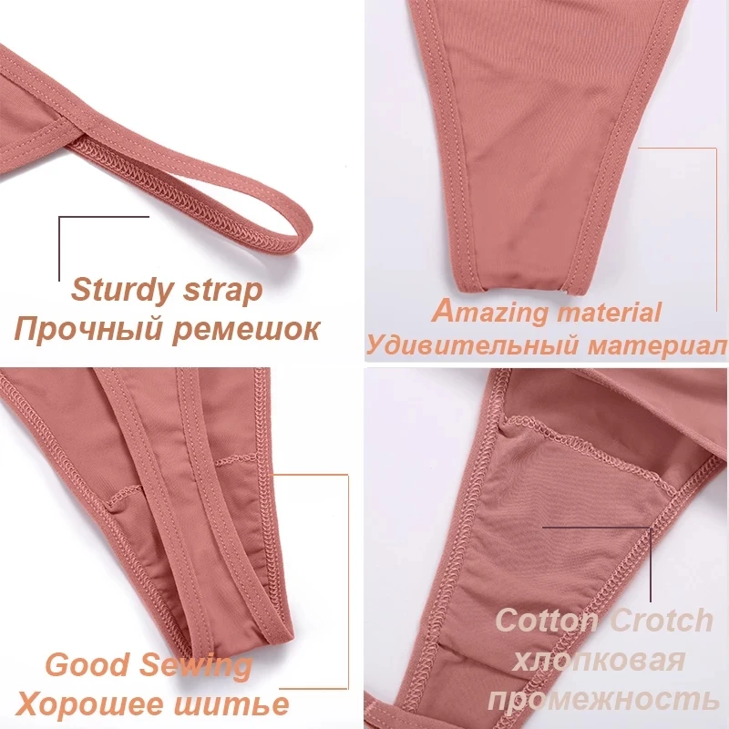 2PCS/Set Seamless Thong Women Panties Cotton Underwear Women G-String Solid Color Female Underpants Intimates Lingerie M-XL