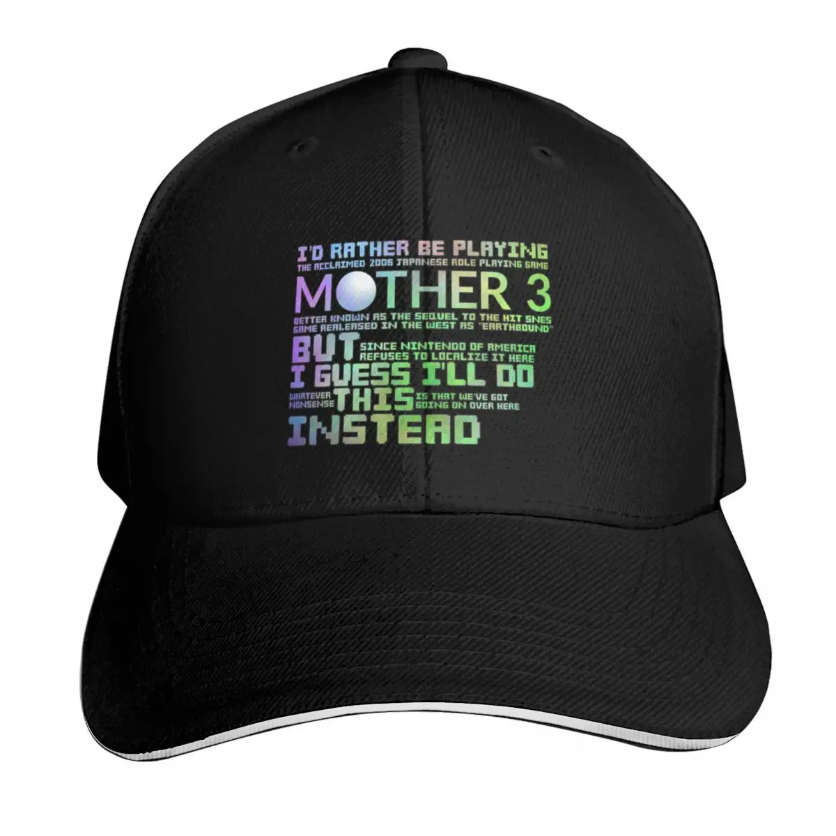 I'd Rather Be Playing Mother 3 Baseball Cap Cotton Twill Breathable Contrast Two Tone Brim Snapback Flat Bill