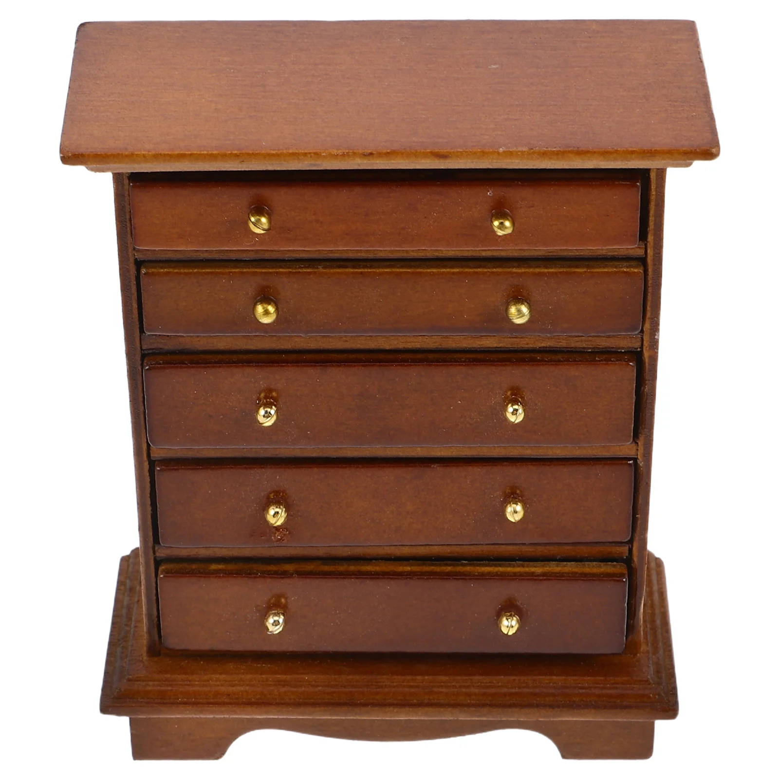 Retro Miniature Furniture Wooden 1:12 Scale Brown Dollhouse Chest Of Drawers Bedside Table Storage Cabinet For Kids Playroom