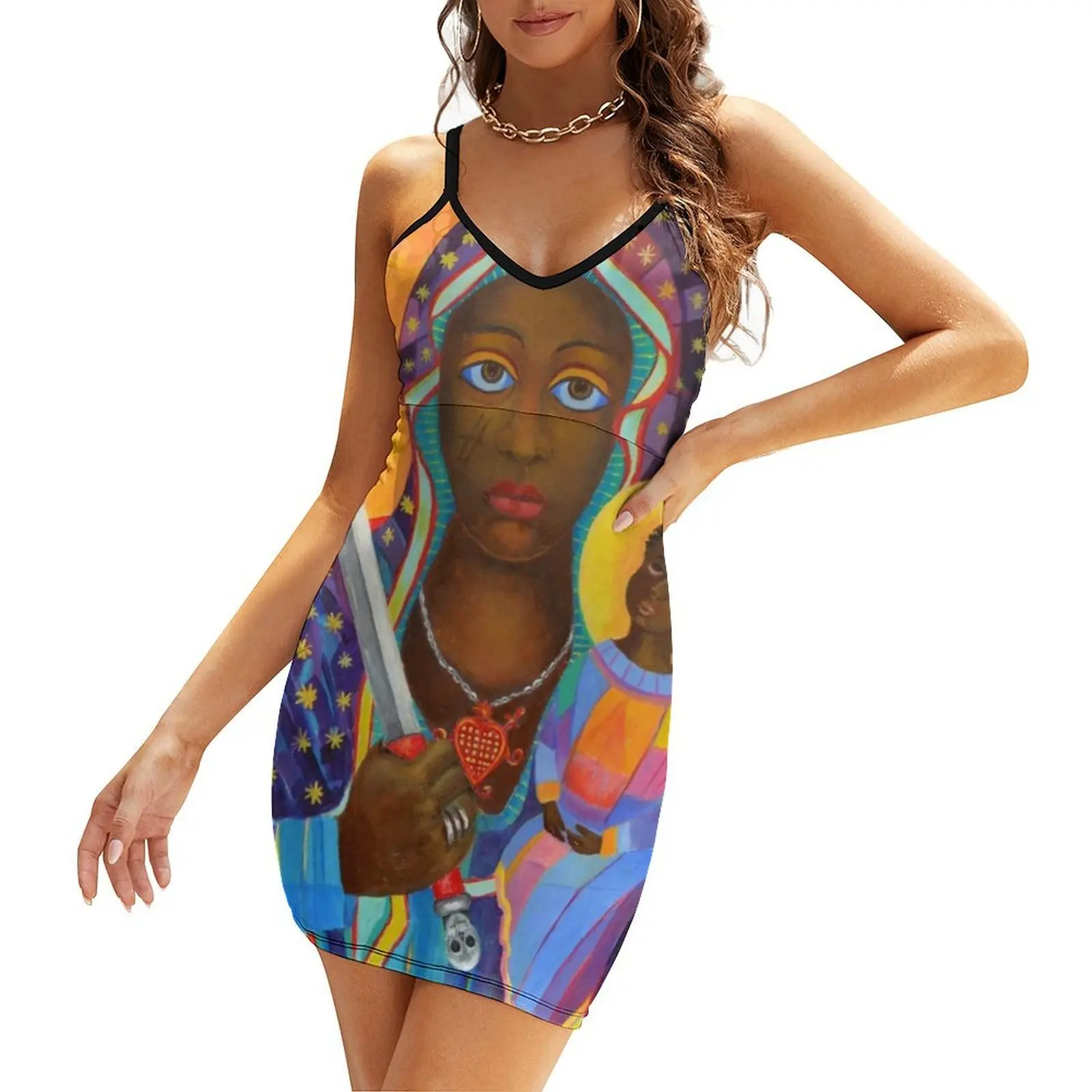 

Erzulie Dantor, Haitian voodoo art, Erzulie Dantor, Vodoo art. Erzulie Danto painting. Danthor or Ezili picture Sling Dress