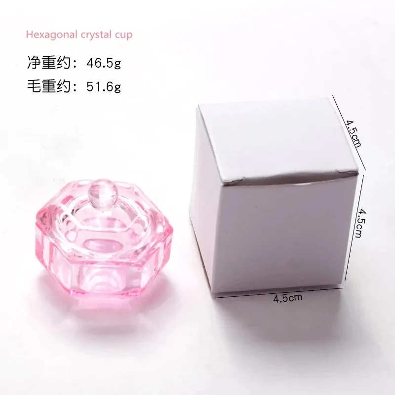 Pio à liquide acrylique cristal rose, tasse en verre avec couvercle, bol pour support de poudre acrylique, équipement, outil d'art des ongles, 1 pièce