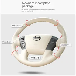 Cover Customized Hand-stitched Leather Car Steering Wheel Cover for Nissan Patrol Y62 Car Accessories