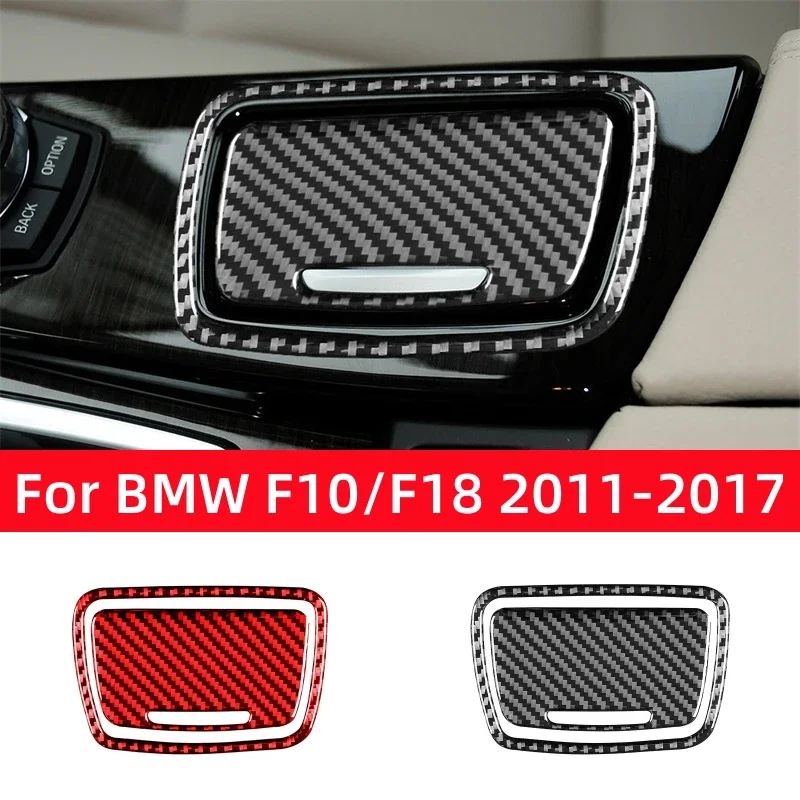 For BMW 5 Series F10 F18 2011-2017 Accessories Carbon Fiber Interior Car Central Control Ashtray Panel Trim Cover Frame Stickers