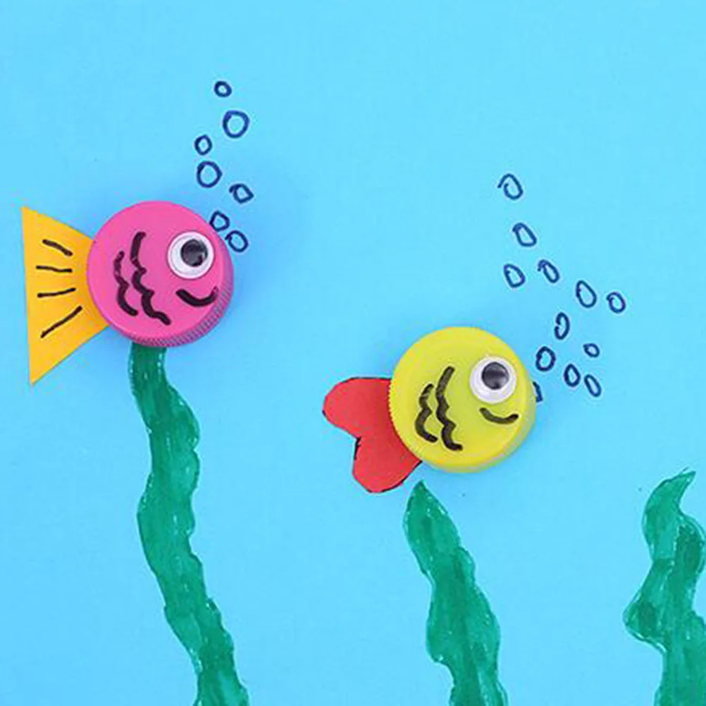 100個 カラフルなボトルキャップ プラスチック DIY クラフト材料 子供用 幼稚園 手芸 アートプロジェクト 各種14色 明るい