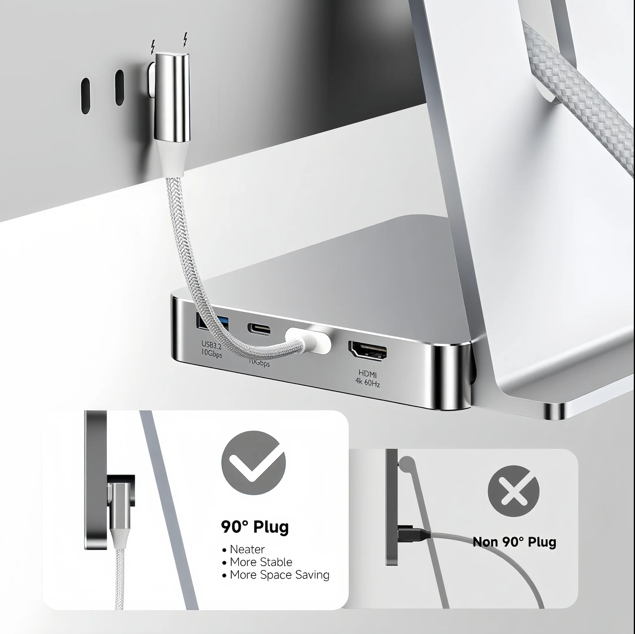 USB C Hub for iMac 24 M1/M3/M4, iMac Hub with M.2 NVMe SSD Enclosure, iMac USB Hub with HD 4K60Hz, USB A/C 10Gbps, SD/TF