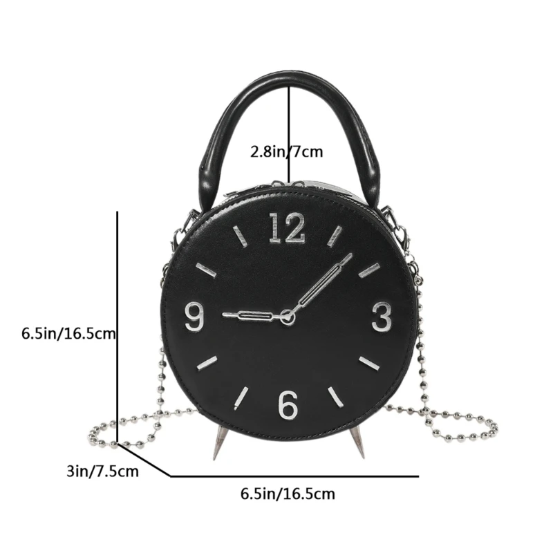 Bolso hombro con correa cadena para mujer, pequeño bolso redondo, bolso bolso cruzado con forma reloj,