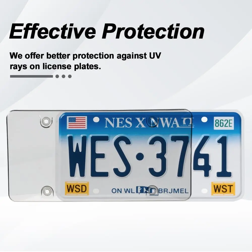 غطاء حماية مقاوم للمطر ومقاوم للخدش للوحات الترخيص، يتضمن براغي وغطاء شفاف #5