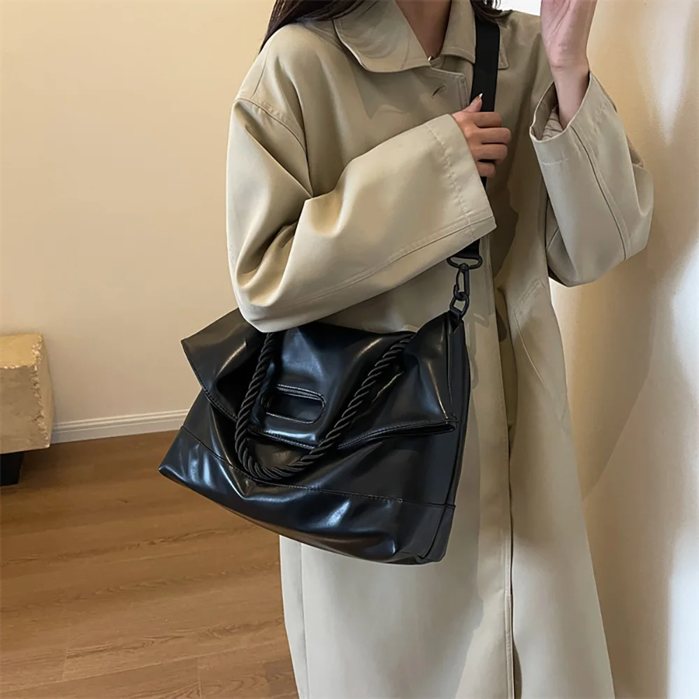 Women Commuter Crossbody Sling Bag Autumn Winter Large Capacity Tote Bags High Quality Soft Pu Leather College Girl Shoulder Bag