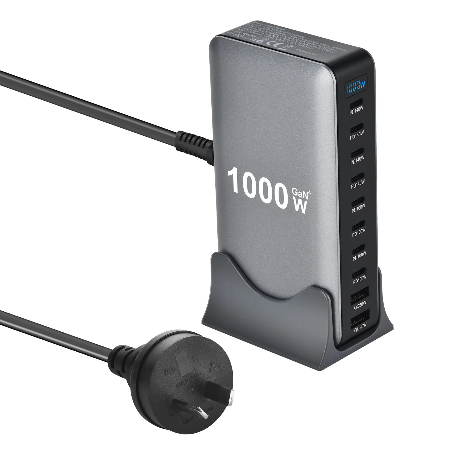 charger 1000W New gallium nitride PD charger 10-port multifunctional 1000W adapter New 950W multi-port charger