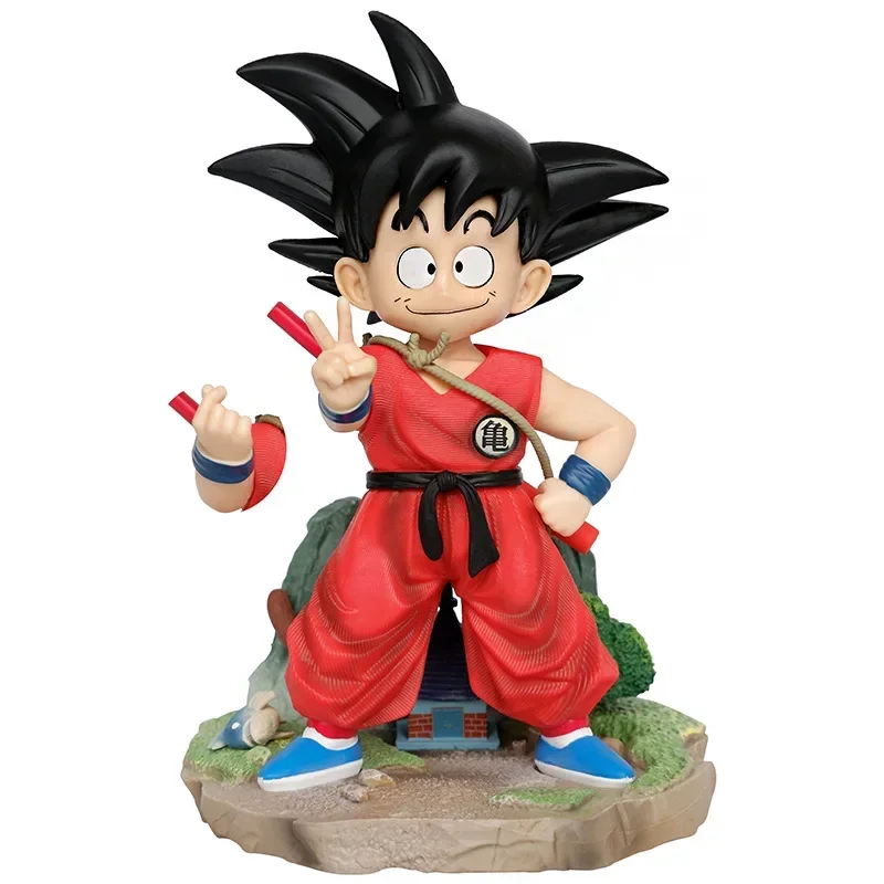 

19cm Anime Dragon Ball Goku Childhood Son Goku 2 Hands Action Figure Training Yeah Pvc Statue Model Collection Toys Ornamen Gift