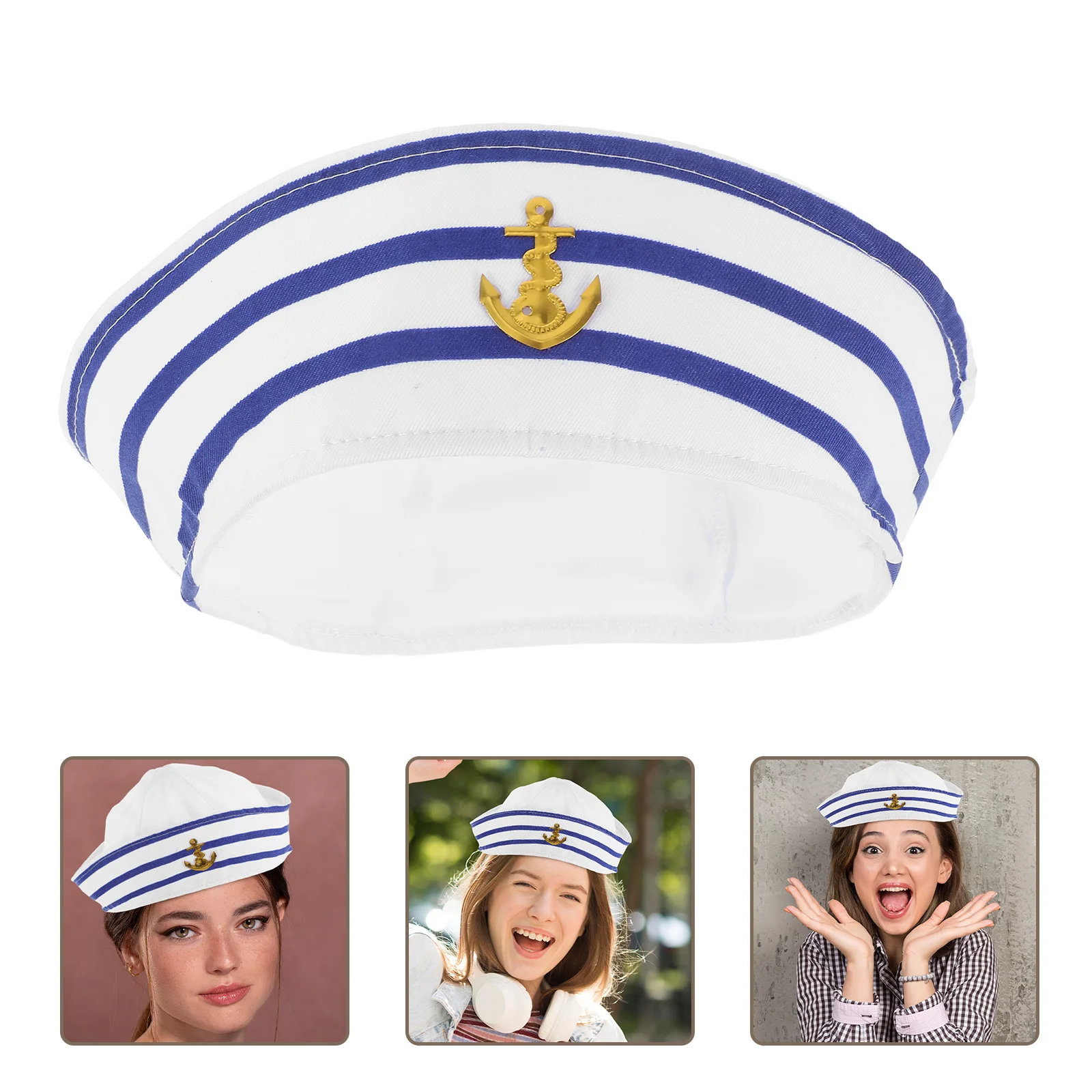 

2pcs Sailor Hats Adult Captain Hat For Cosplay Party Stage Costume Accessory Lightweight Boat Decorative Headwear