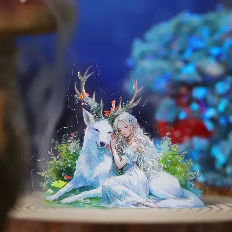 16pcs Stationery Sticker Pack per pack Shell Meet Fairytale Forest Supplies Light PET Landscaping Scrapbook cut 140*96mm