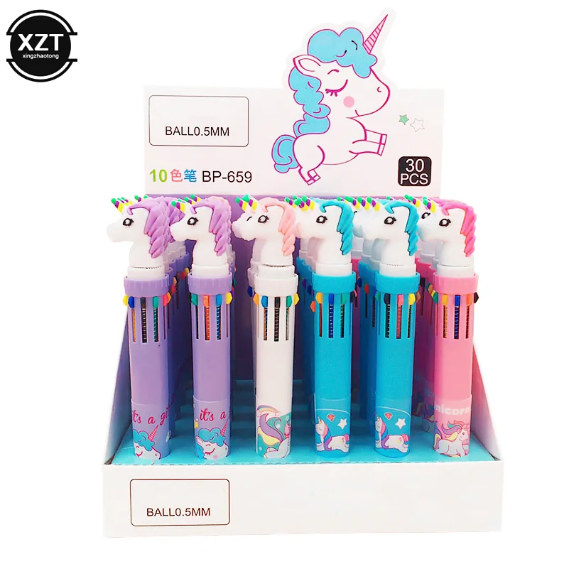 1 قطعة قوة يونيكورن جميلة 10 ألوان قلم حبر جاف مكتنزة للأطفال طالب مدرسة مكتب التموين هدية القرطاسية Papelaria Escolar
