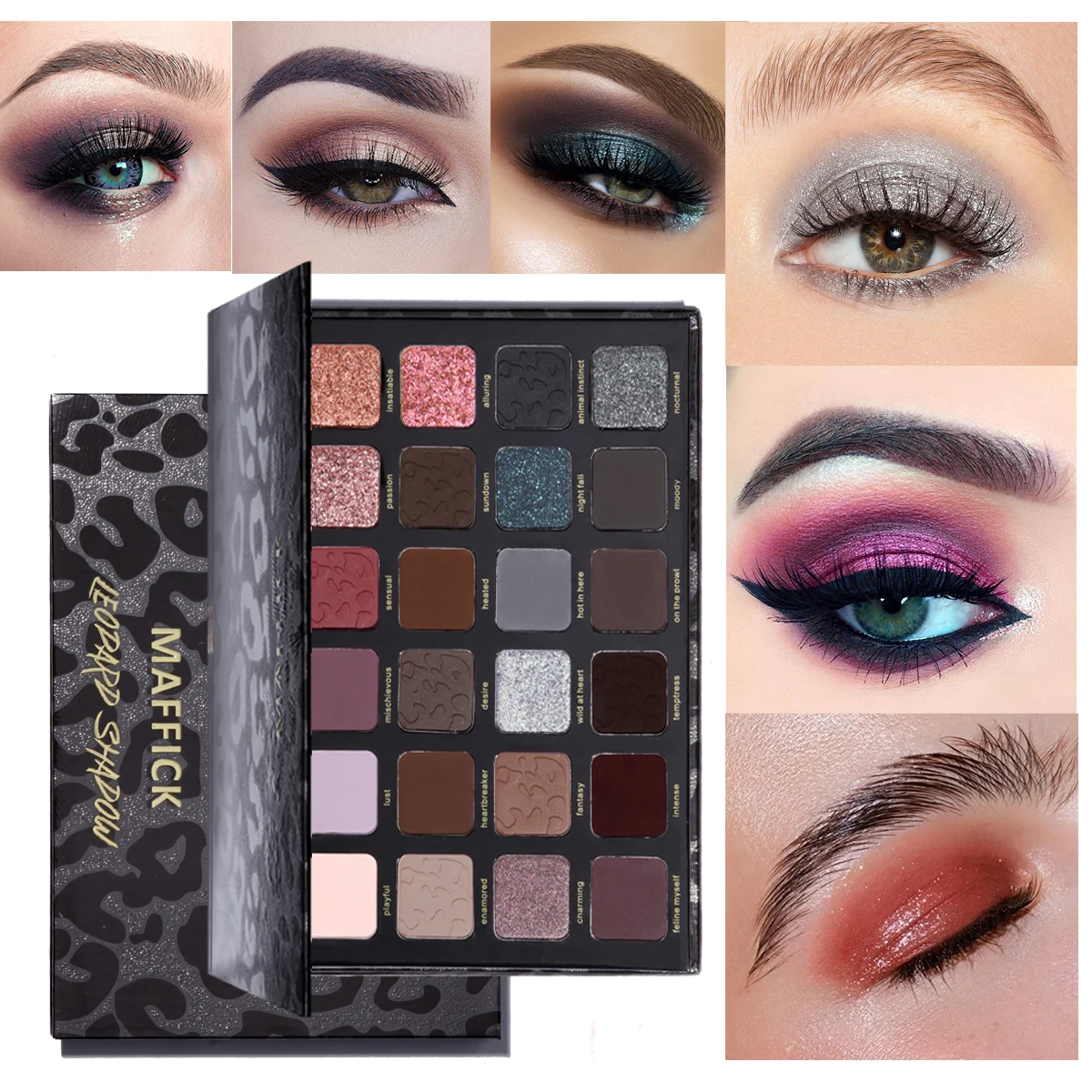 MAFFICK 24 color leopard eye shadow palette chameleon dragon pearl matte makeup effect lasting eye shadow