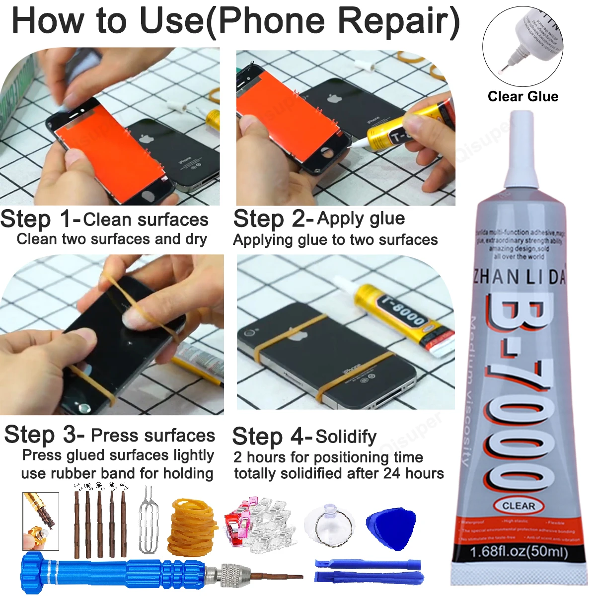 Glue Cell Phone Display Speaker Repair Textile Cloth Fabric Rhinestones Craft Jewelry Super Adhesive Zhanlida with Precision Tip