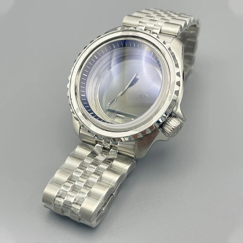 42mm SKX007 Steel Watch Case and Band Transparent Back 3.8 Crown Dome Double Sapphire Glass Fit 7S26 4R NH35 NH36 Movement