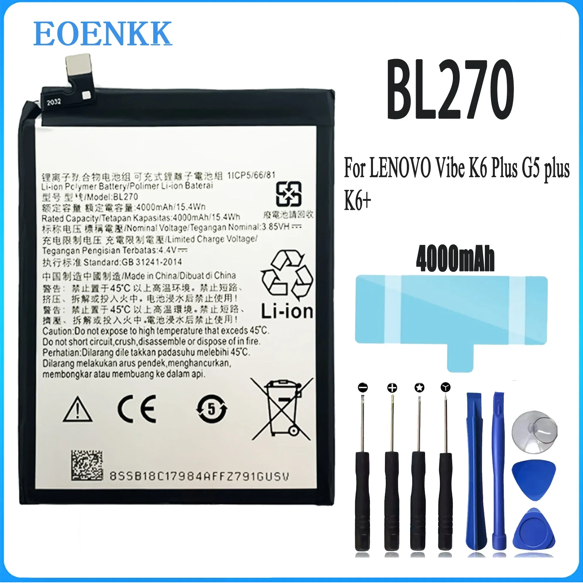 

100% high capacity For Lenovo K6 K8 Note K53a48 Vibe K6 G G5 Plus 4000mAh BL270 Battery For Motorola Moto G6 Play XT1922 Bateria